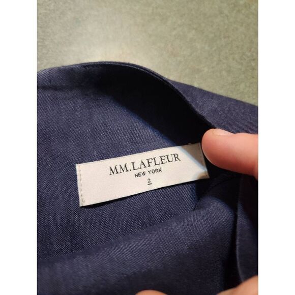 MM Lafleur The Marilyn Dress - Stretch Linen blue sz 2 - Picture 4 of 6